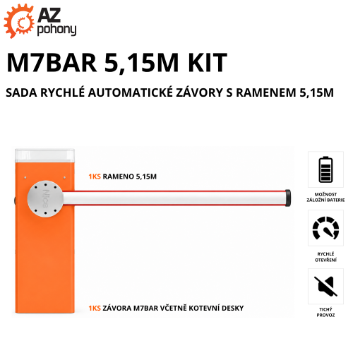 M7BAR 5,15M KIT - sada rychlé automatické závory s ramenem 5,15m